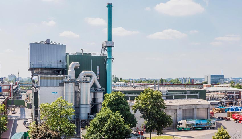 Auf dem Bild sieht man das Biomasse Kraftwerk in Fechenheim.
