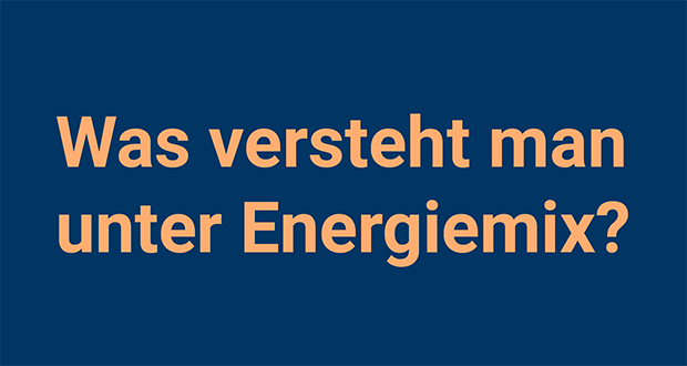 Einfarbiger Hintergrund mit dem Schriftzug "Was versteht man unter Energiemix?"