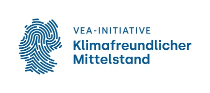 Bauer Fingerabdruck mit ausfransendem Rand und Schriftzug VEA-Initiative Klimafreundlicher Mittelstand